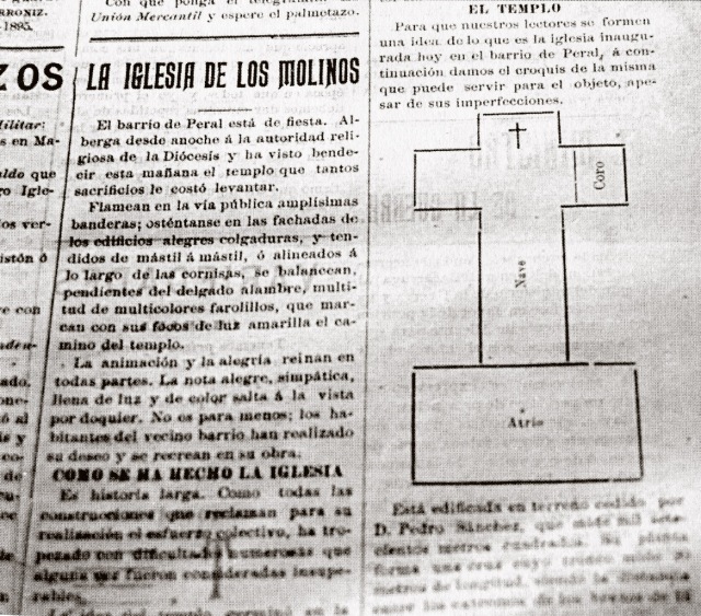 Plano del templo insertado en el artículo del "Eco de Cartagena", 26-9-1896
